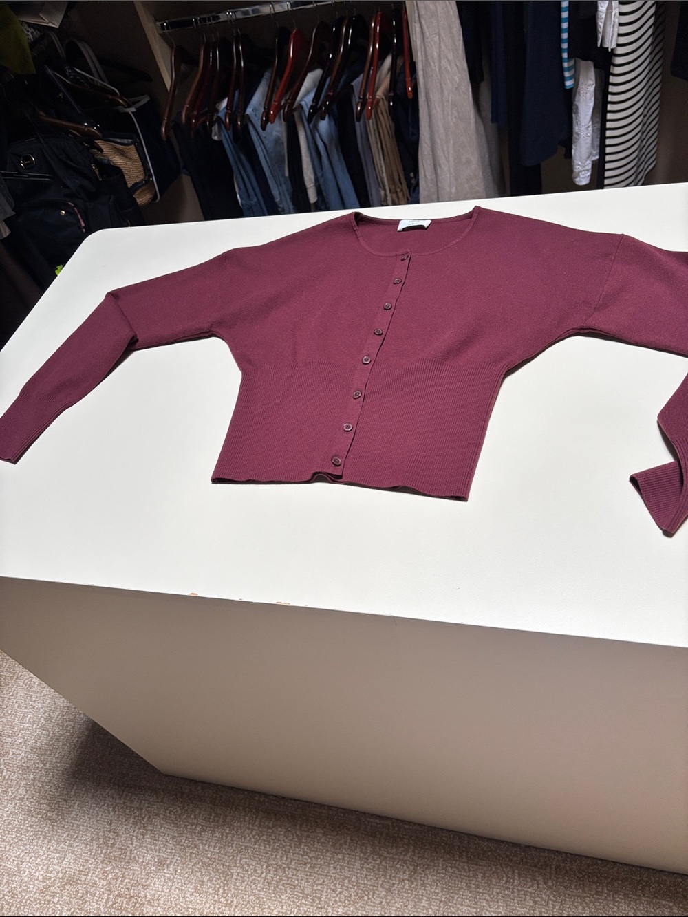 Wilfred Short-Sleeve Button Cardigan in Mauve